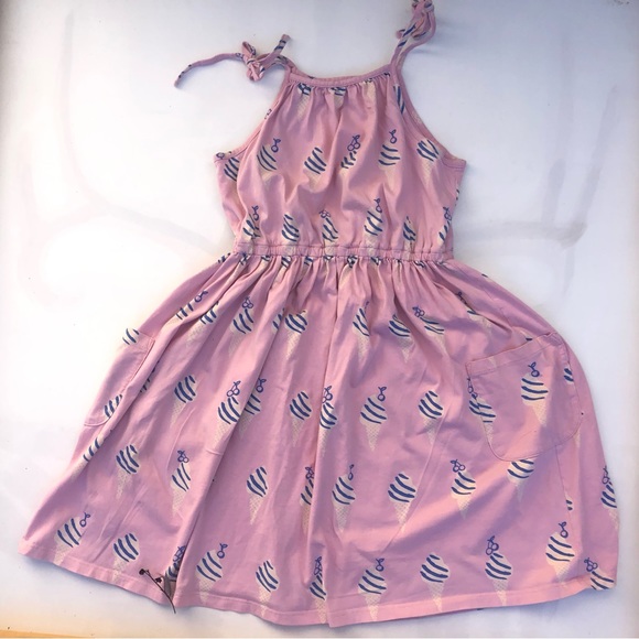 Tea Collection girls size 12 cotton dress. Pink with blue ice cream cone pattern - Picture 2 of 6
